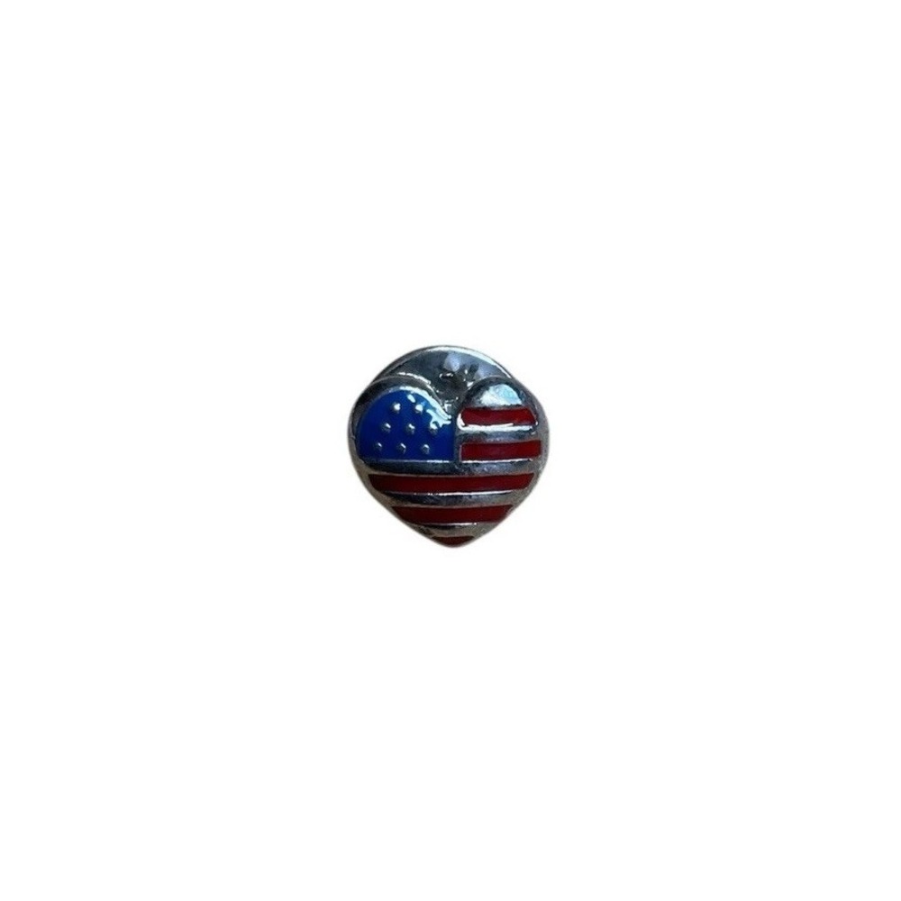 Small Patriotic Flag Heart Pin Hat Pinback Brooch Tie Tack USA Enamel
